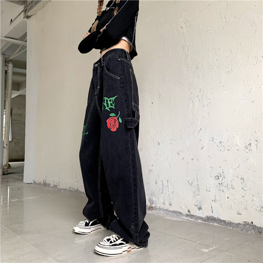 Title 8, Rose Letters Vintage Street Wash Straight Jeans...