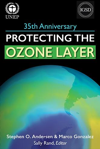 An image of a report cover that says Protecting the Ozone Layer.