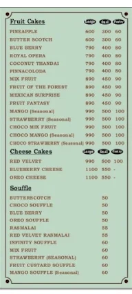 Kosten Patisseries menu 2