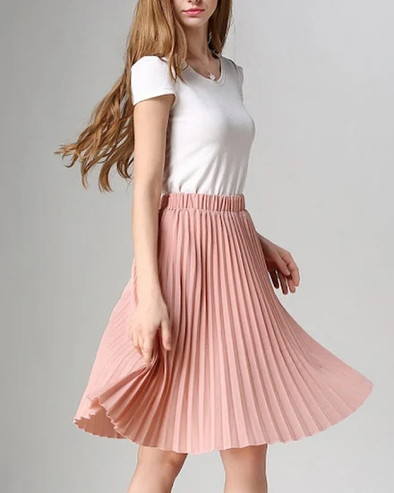 Women Chiffon Pleated Skirt Vintage High Waist Tutu Skirt... - 0