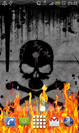 Skull Cross Bones Fire LWP