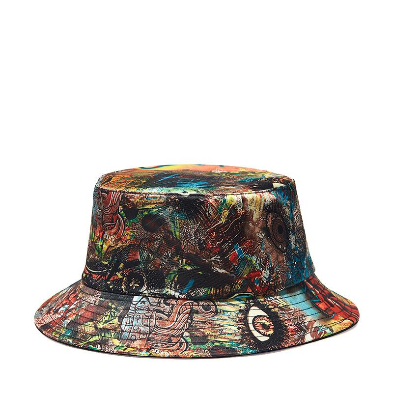 Vissershoed met graffitiprint, hiphopschijfhoed