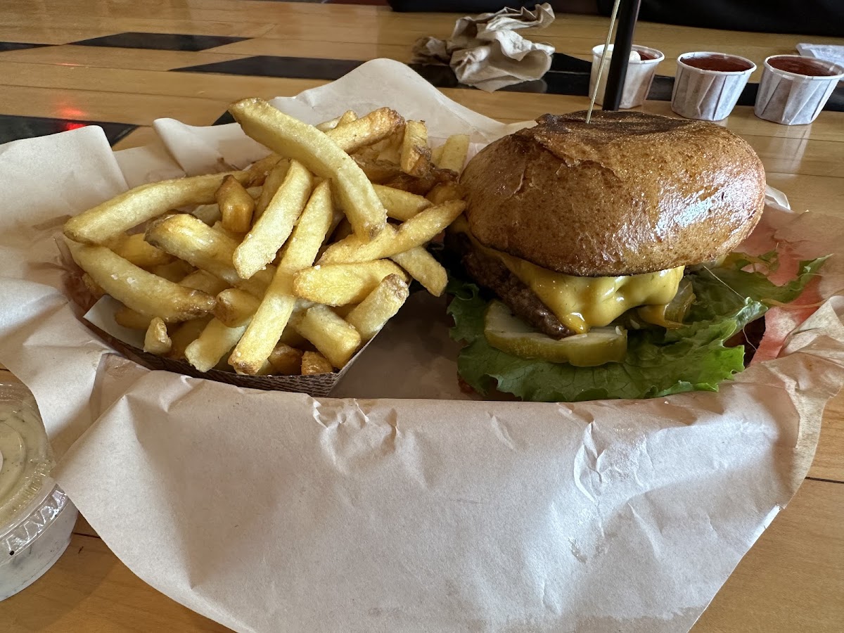 Cheese  burger and fries