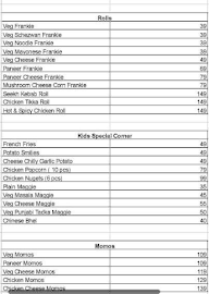 RNR's Juice And Snack Center menu 2