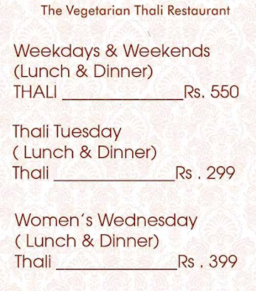 Khandani Rajdhani menu 