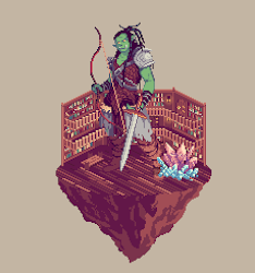 Bravehide Half-Orc Witching Ranger from The Library + Crystal.png