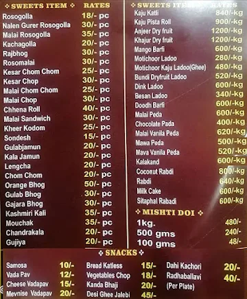 Ridhi Maa menu 