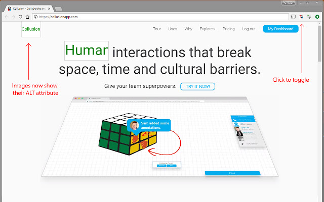 Collusion Image Alt Text Viewer chrome extension