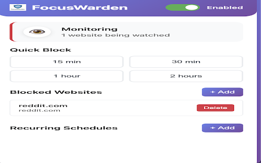 FocusWarden - Website Blocker screenshot 2