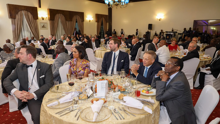 President Uhuru Kenyatta and First Lady Margaret Kenyatta hosting a state banquet in honour of the visiting German President Frank-Walter Steinmeier. /PSCU