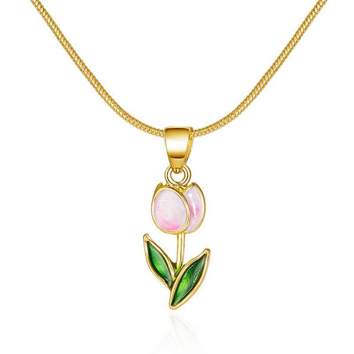Title 5, Romantic Flower Tulip Fashion Drop Oil Necklace...