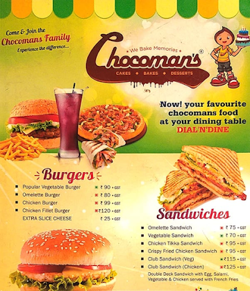 Chocoman's menu 