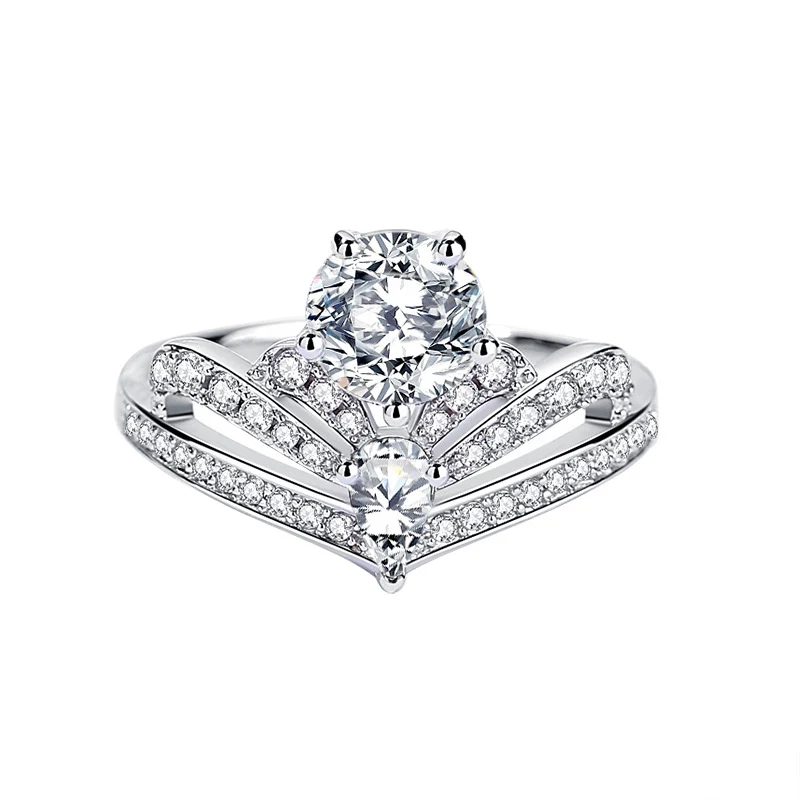 Anel de Moissanite Feminino Coroa Prata Esterlina Anel Elegante para Mulheres Joia Brilhante Presente Perfeito para Ocasiões Especiais