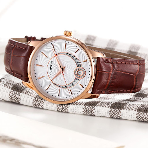 Title 7, Leather waterproof quartz calendar ladies watch...