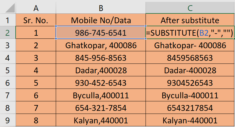 Substitute Function in excel in hindi