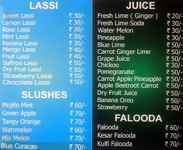 Lassi Shop menu 