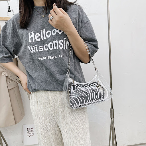 Title 18, Striped Shoulder Chain Crossbody Jelly Bag, a s...