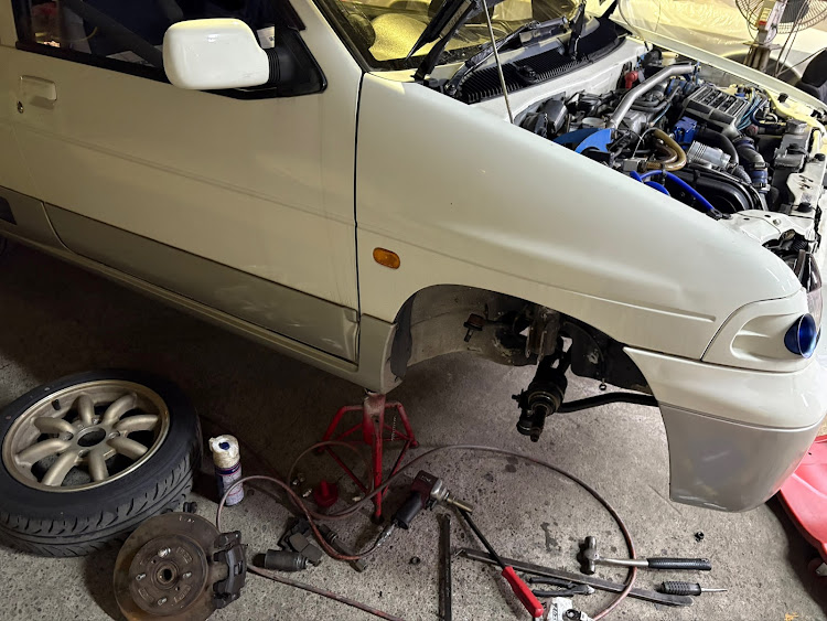 アルトワークスのDIY・ナックルオーバーホール・PCD100化・リヤもやりたい…・大切な車に関するカスタム事例の投稿画像2枚目