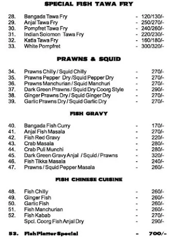 Hotel Crown Fishland menu 