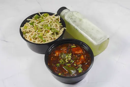 Paneer Chilli Gravy With Choice Of Noodle + Virgin Mojito