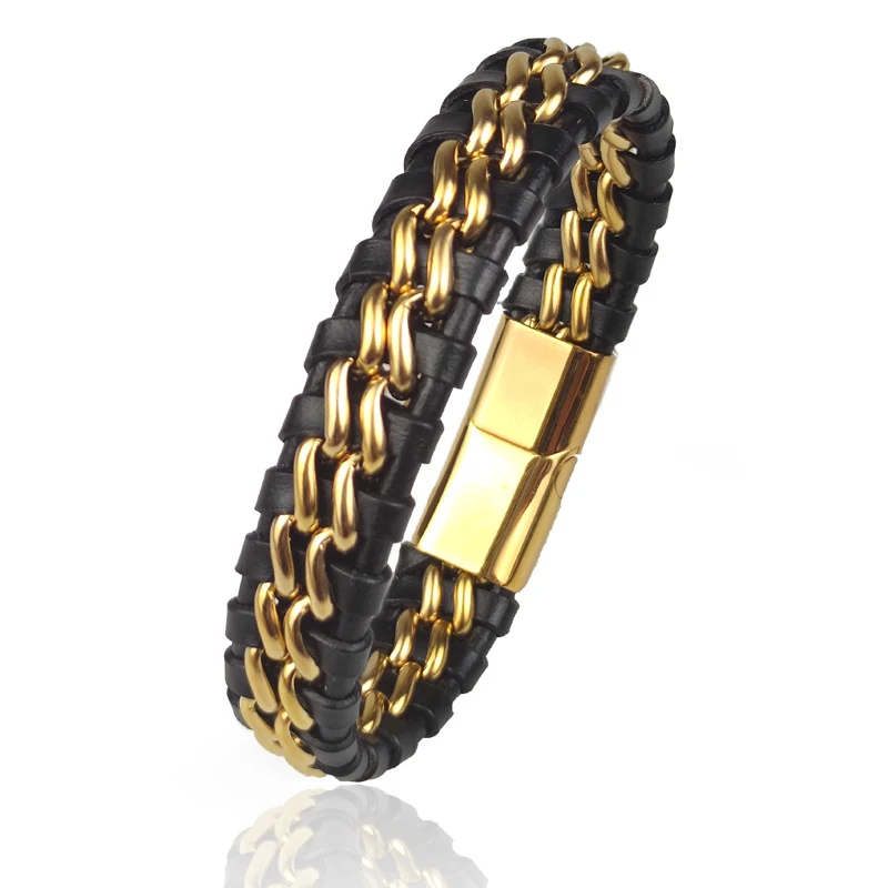 Title 1, Bracciale Uomo Pelle Marrone Fibbia Magnetica A...
