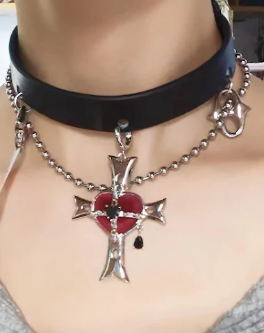 Fashion Cross Heart sleutelbeenkett - 0