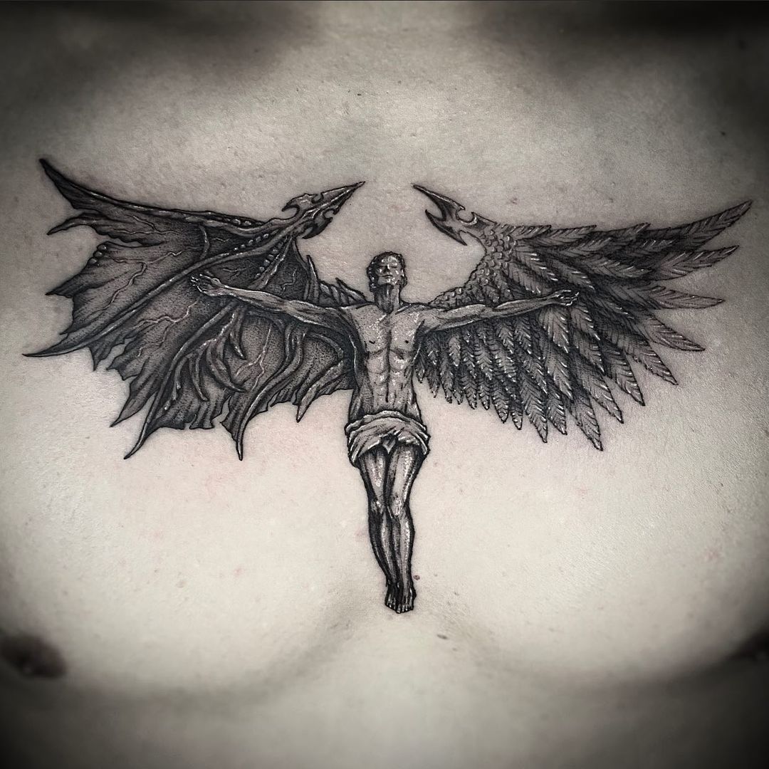 Calm Black Angel Tattoo