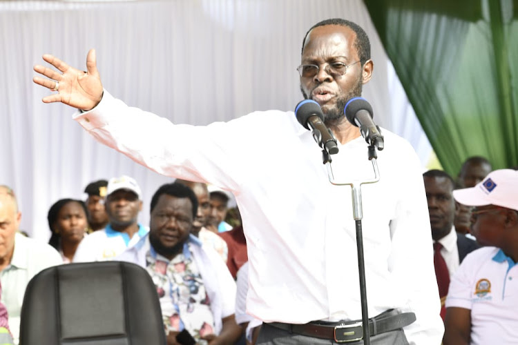 Kisumu Governor Anyang Nyong'o in Muhoroni subcounty on Friday.