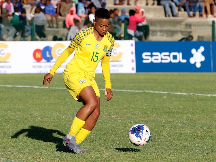 Refiloe Jane of South Africa during the COSAFA Women's Championship match between South Africa and Comoros at Wolfson Stadium on July 31, 2019 in Port Elizabeth, South Africa.