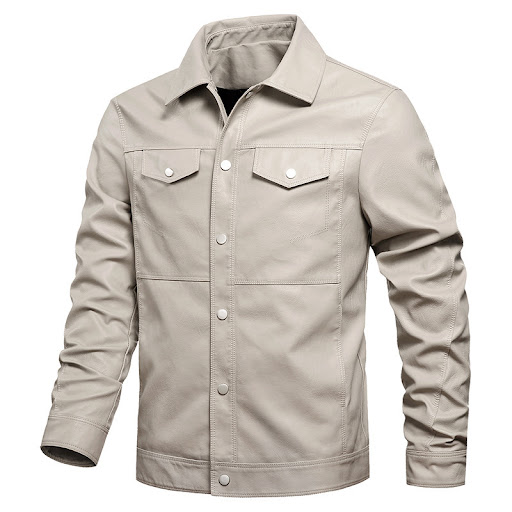 Title 6, Motorcycle Lapel Leather Jacket for Young Men