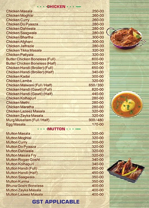 Hotel Vijay Sagar menu 