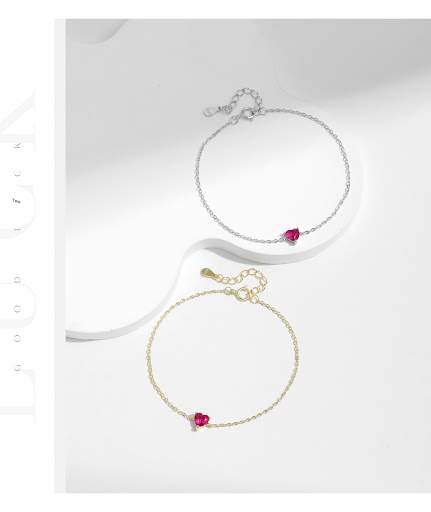 Title 6, S925 Silver Love Red Diamond Bracelet for Women...