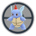 Wartortle wearing a party hat