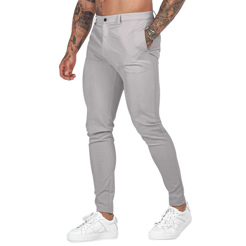 Męskie spodnie sportowe casual slim fit proste, idealne na zewnątrz. Wygodne, oddychające, doskonałe do aktywności sportowej i codziennego użytku.