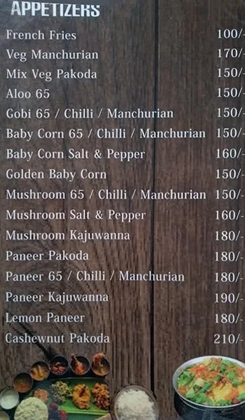 Sri Ruchi Restuarant menu 