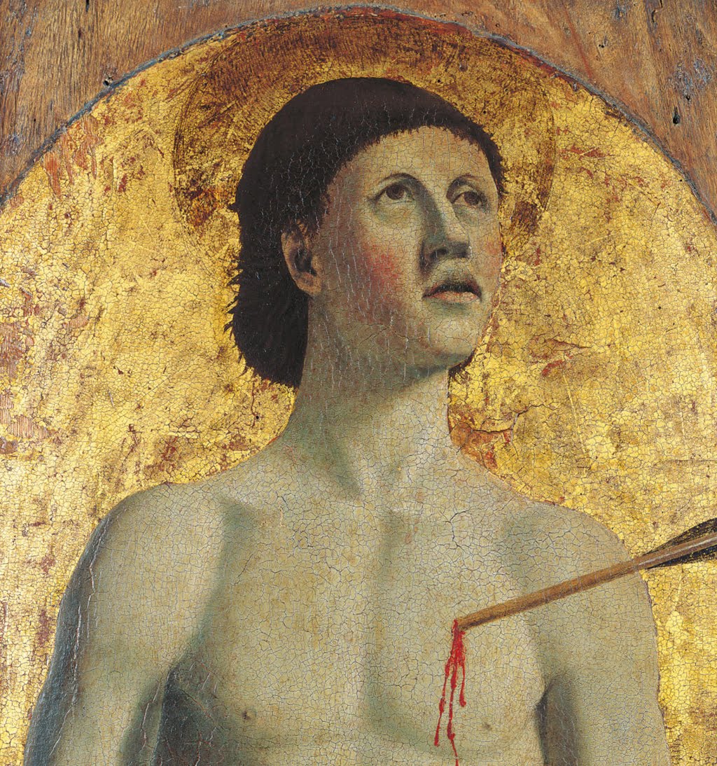 Piero della Francesca, Polittico della Misericordia, (particolare San Sebastiano, trafitto dalle frecce)