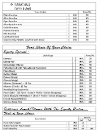 The Equity Restro menu 1