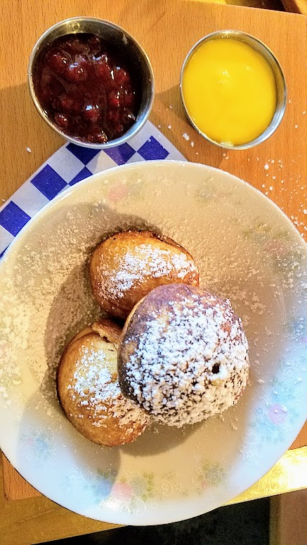 Brunch at Broder Nord - Aebelskivers (Danish Pancakes) served with lingonbarry jam and lemon curd