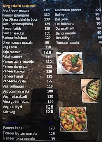 Andhra Ruchulu menu 