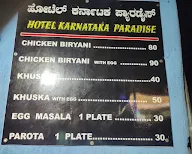 Hotel Karnataka paradise menu 2