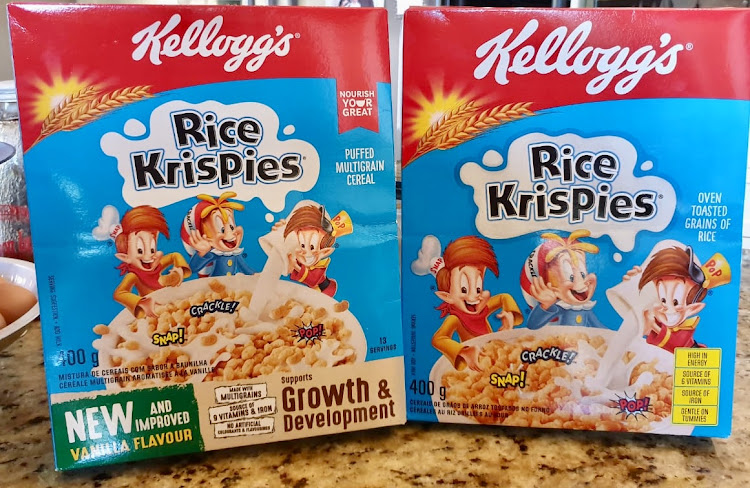 Spot the difference: Many Rice Krispies consumers unwittingly bought the “new and improved” version, and only realised it was a totally different product when they tasted it. The new packaging is on the left, and the old on the right.