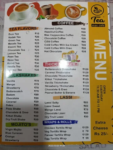 Tea Max Cafe menu 