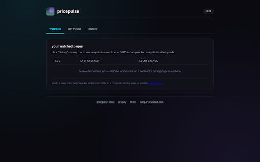 pricepulse — competitor pricing watchlist screenshot 1