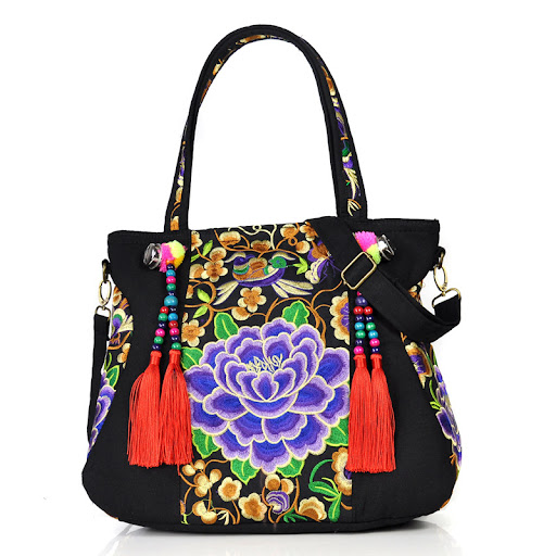 Title 4, Ethnic embroidery shoulder bag Stylish and spac...