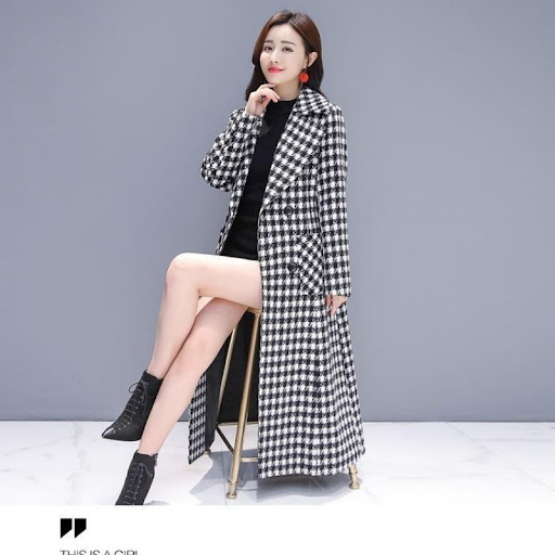 Title 4, Ladies retro plaid woolen coat