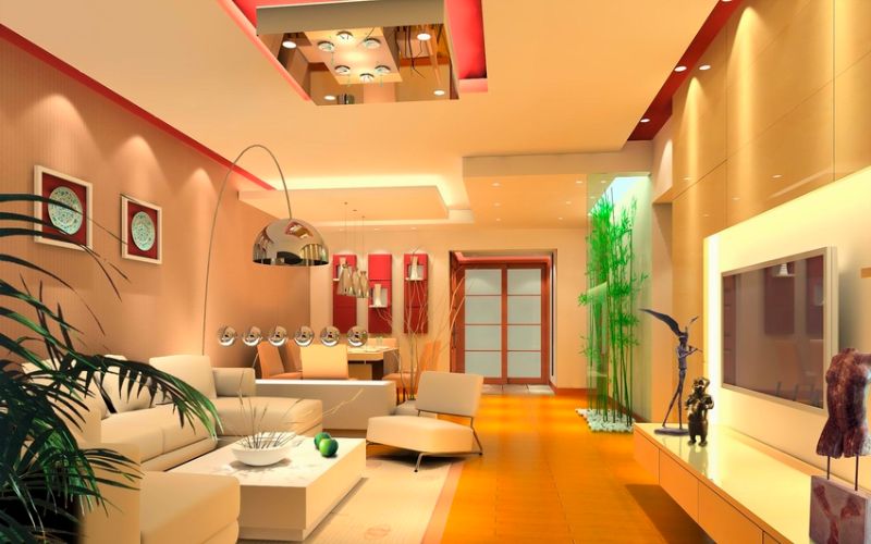 Thiết kế phòng khách và trang trí trần nhà phù hợp