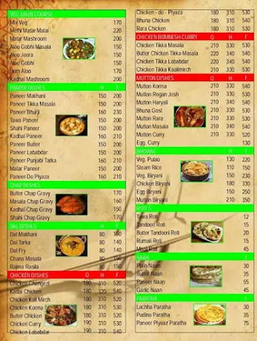 A One Restaurant And Take Away menu 