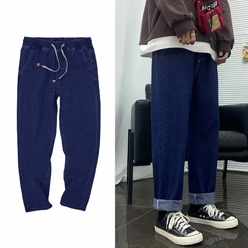Title 8, Retro Jeans Mens Straight Loose Cropped Trouse...