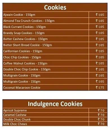 Cookie Man menu 