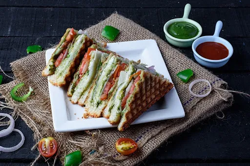 Masala Aloo-Cheese Club Sandwich.